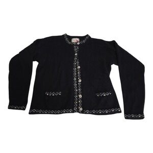 The Alpaca Connection Sweater Black Button Front‎ Cardigan XL